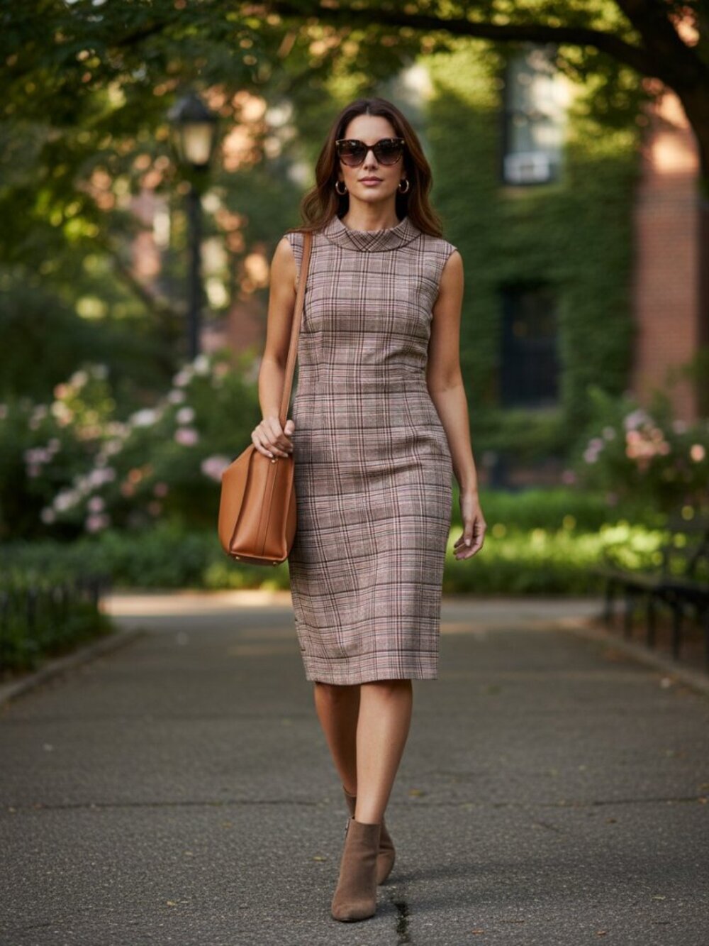 Ann Taylor Sleeveless Plaid Mock Neck Sheath Dress, Size 8 
